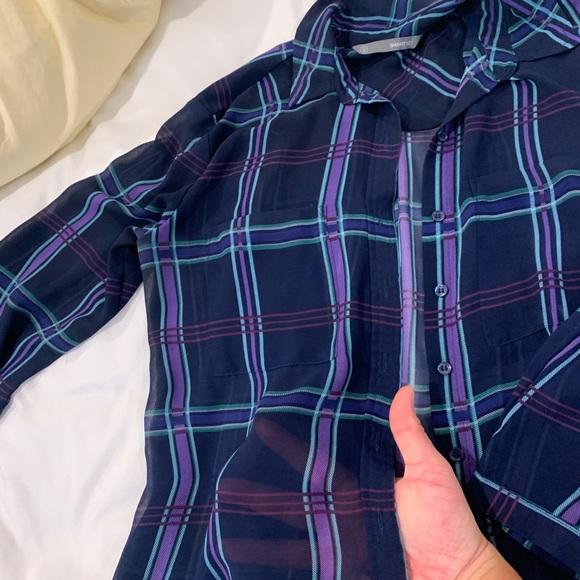 blue transparent blouse with two pockets - Picture 9 of 9